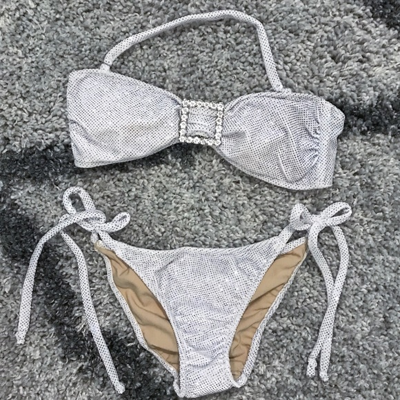 white glitter bikini